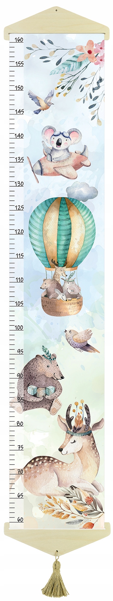 Miarka wzrostu dla dzieci na PŁÓTNIE Zwierzęta leśne IV Stan opakowania oryginalne