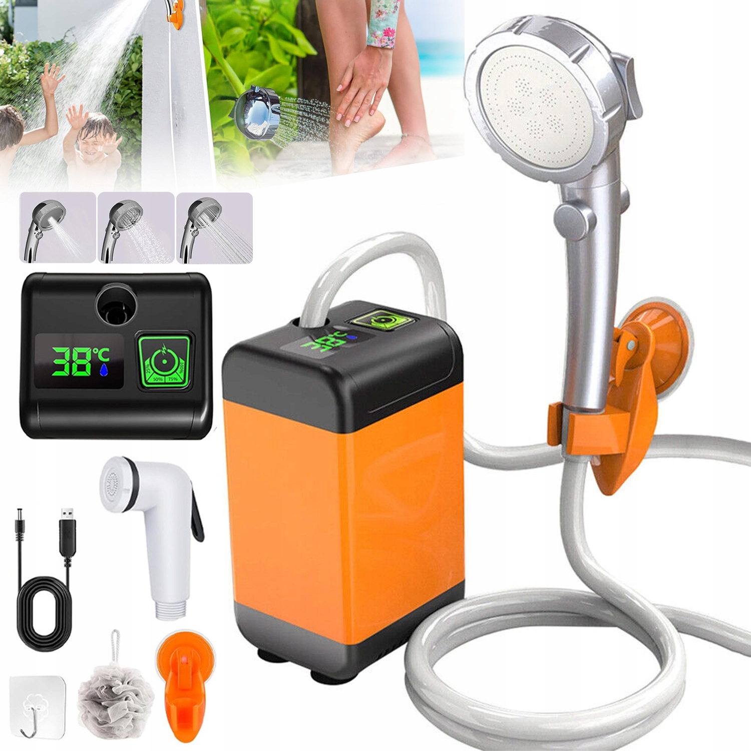Turistická Sprcha Elektrický Kemp Auto Sprcha Vodní Čerpadlo Usb