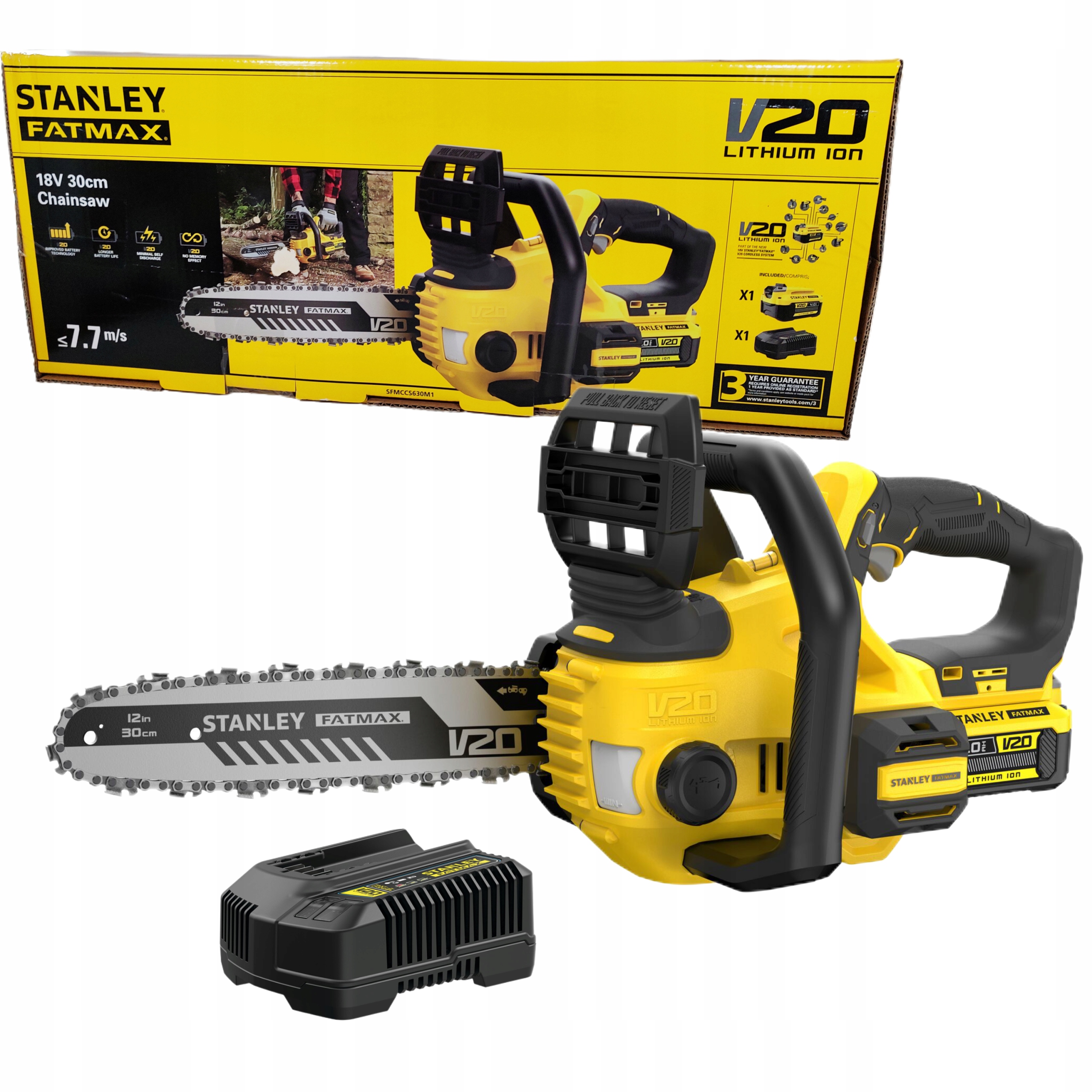 

Stanley V20 Pilarka Piła Łańcuchowa Aku 30cm 1x4Ah