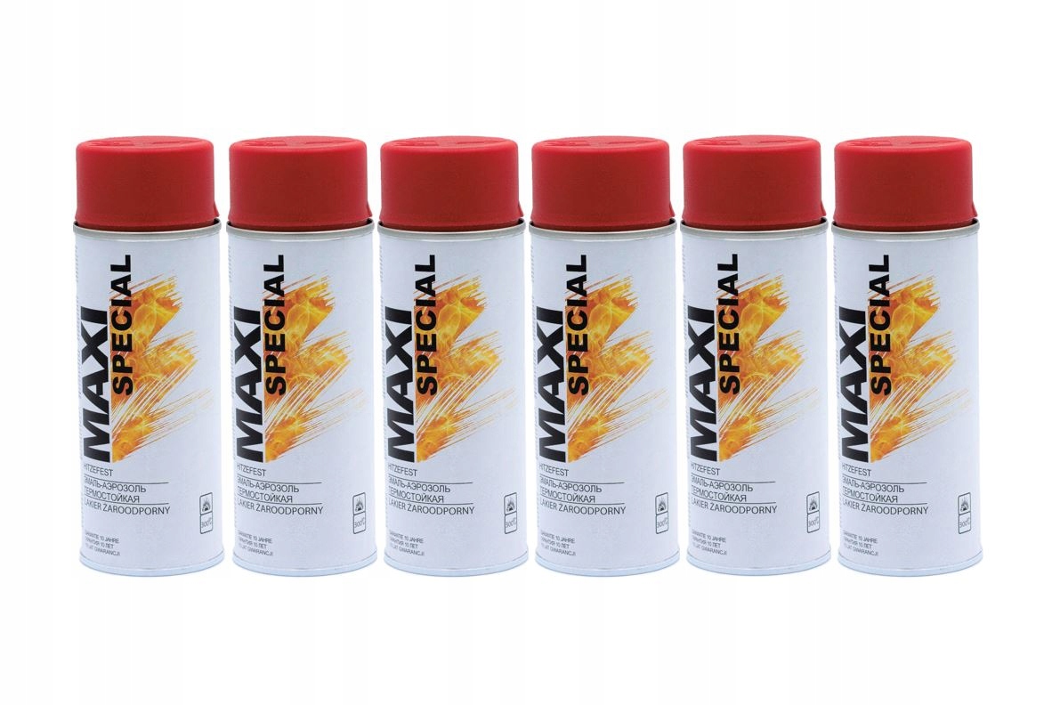 6x MAXI zaroodporny spray do tlumikow 300 CZERWONY