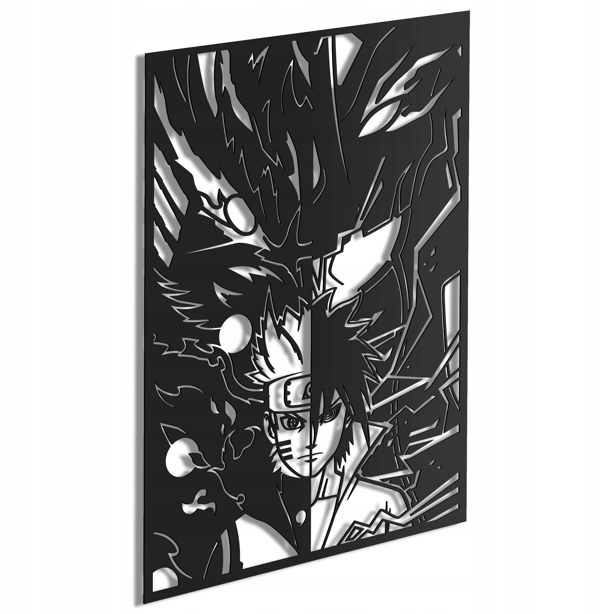 Dřevěný 3D obraz Anime Naruto vs Sasuke Nástěnná Dekorace Dárek