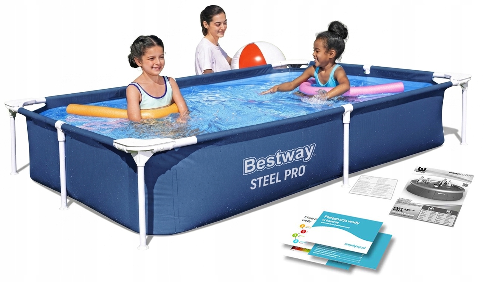 Basen Stelażowy Ogrodowy Prostokątny dla Dzieci Bestway 221cmx150cm 56401