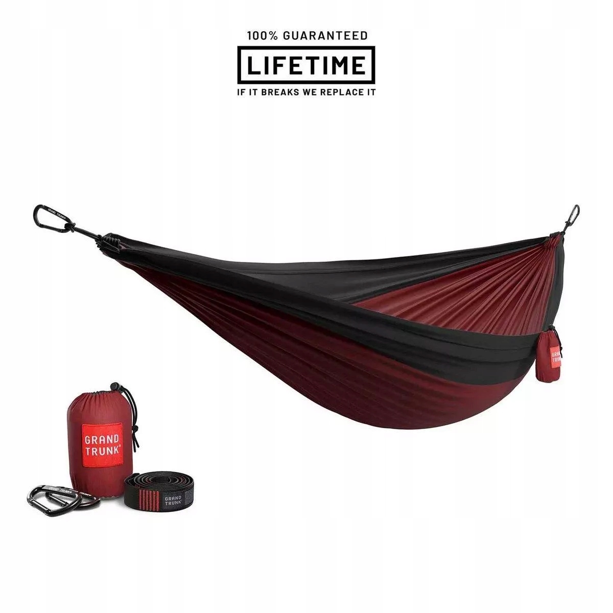 Hojdacia sieť Grand Trunk Double Deluxe s popruhmi, farba Crimson