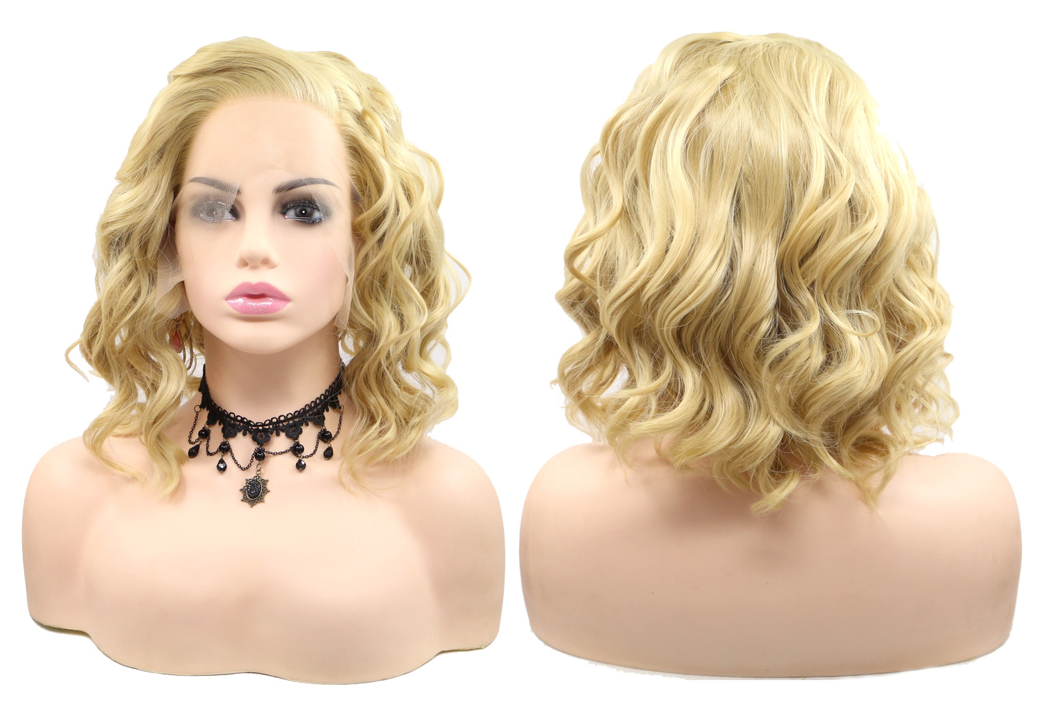 

Peruka Lace front fale blond 12 wig syntetyczna