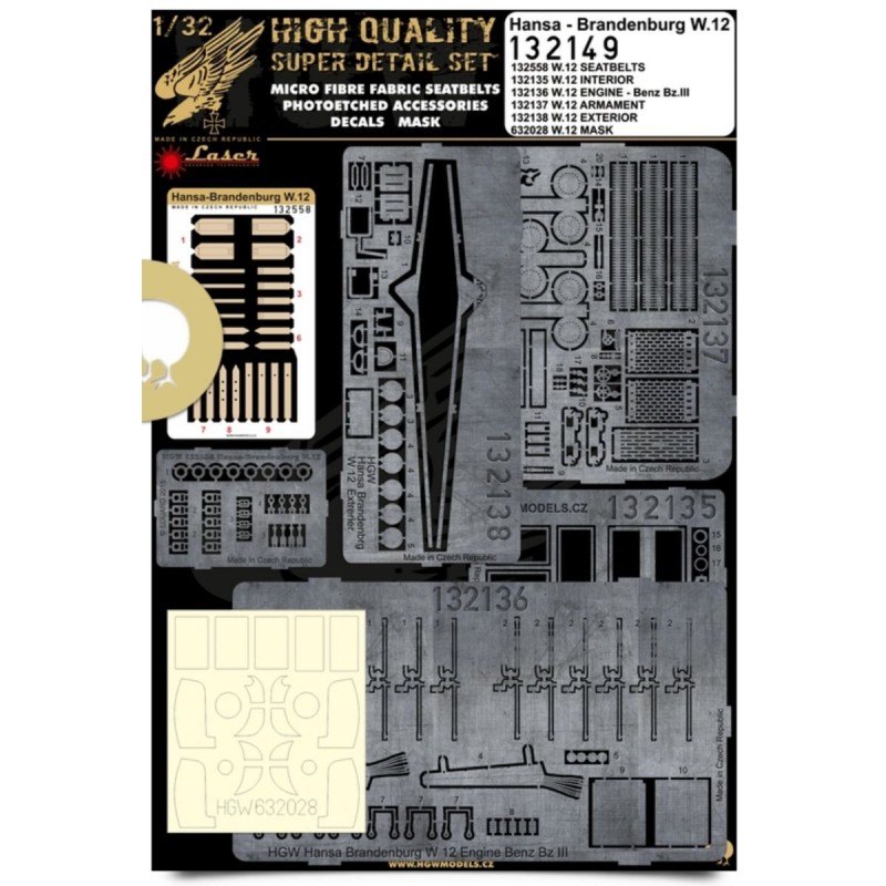 Hgw 132149 1/32 Hansa B. W.12 Detail Set