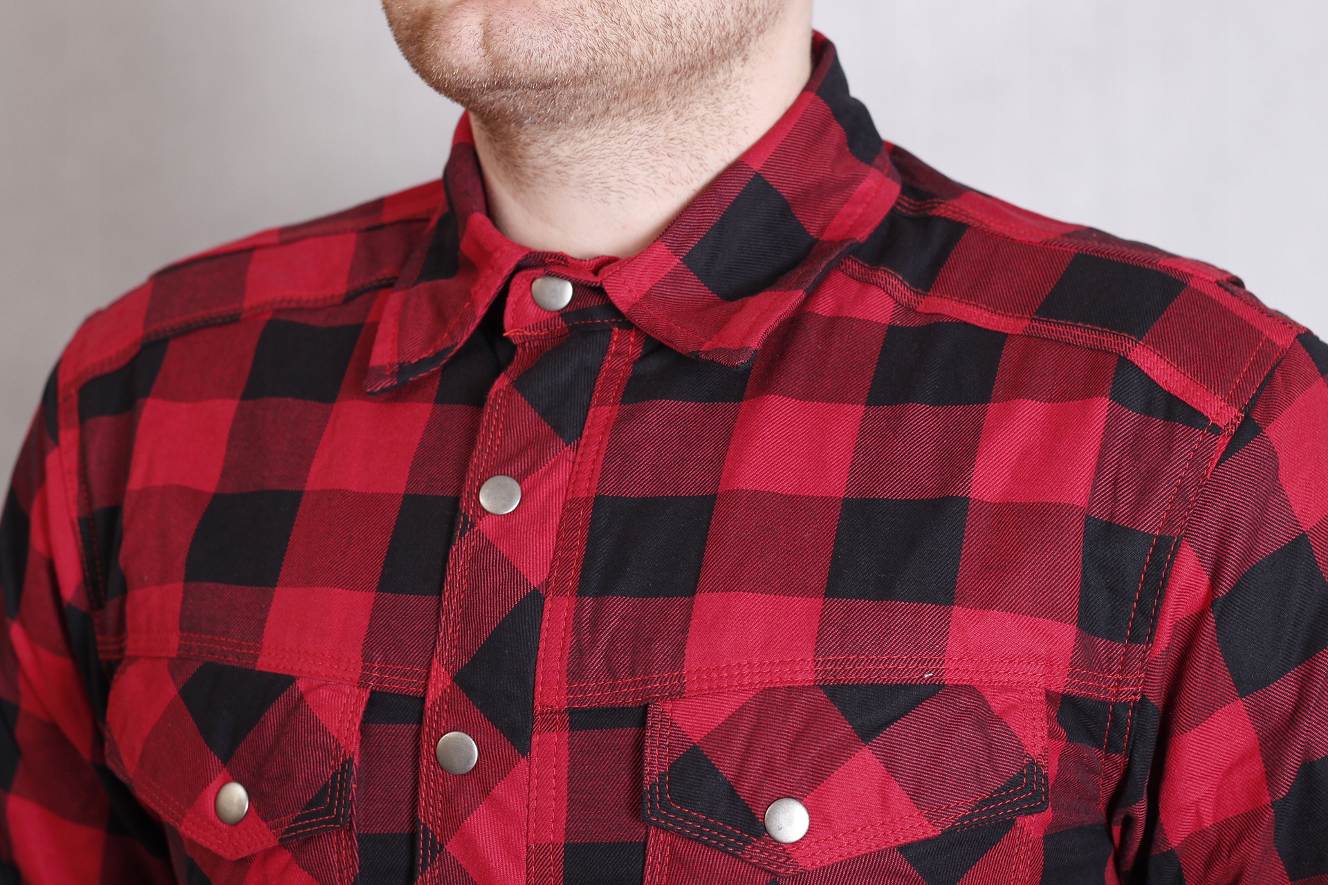 KOSZULA MOTOCYKLOWA z KEVLAREM czerwona red black Rozmiar XXL