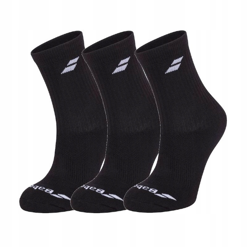 Skarpety Sportowe Tenis Babolat Crew Socks 3 Pack Black 39-42