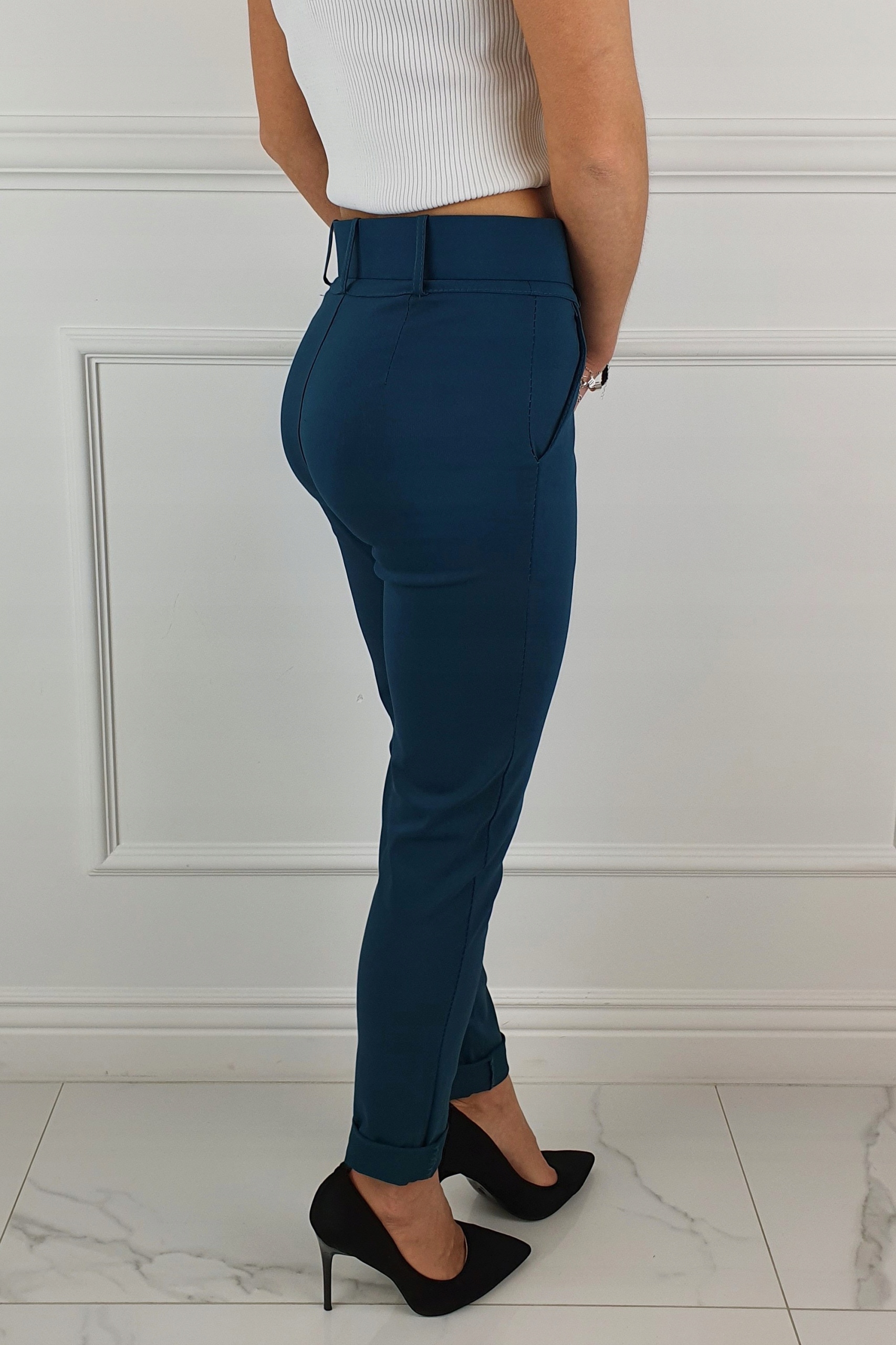 #ELASTYCZNE - SPODNIE - DAMSKIE - W GUMKĘ - PASEK# Rozmiar 38