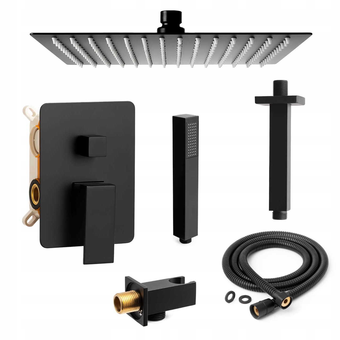 Čierna Podomietková Sprchová Súprava S Batériou A Stropnou Dažďovou Sprchou 25 CM