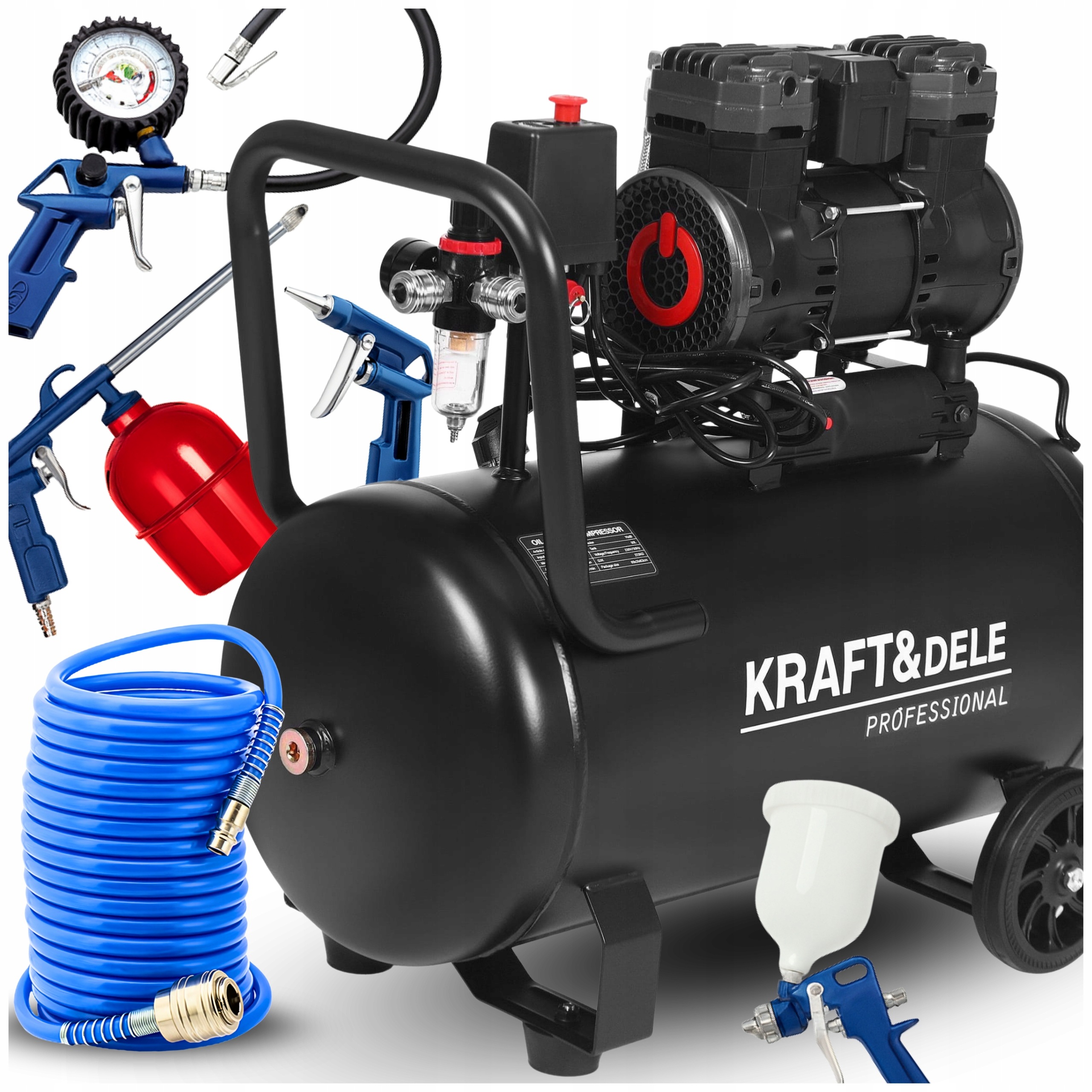 Kompresor Sprężarka Bezolejowy 50l Cichy Zestaw Pneumatyczny 230V Separator