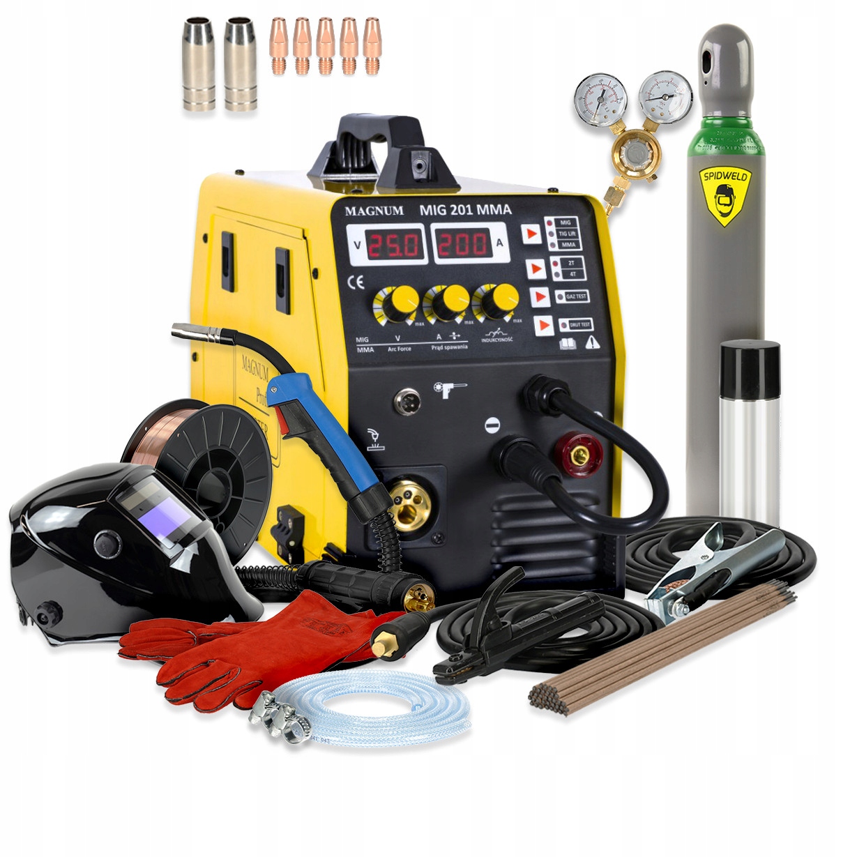 Сварочный аппарат инвертор Magnum MIG TIG MMA 230V + комплект