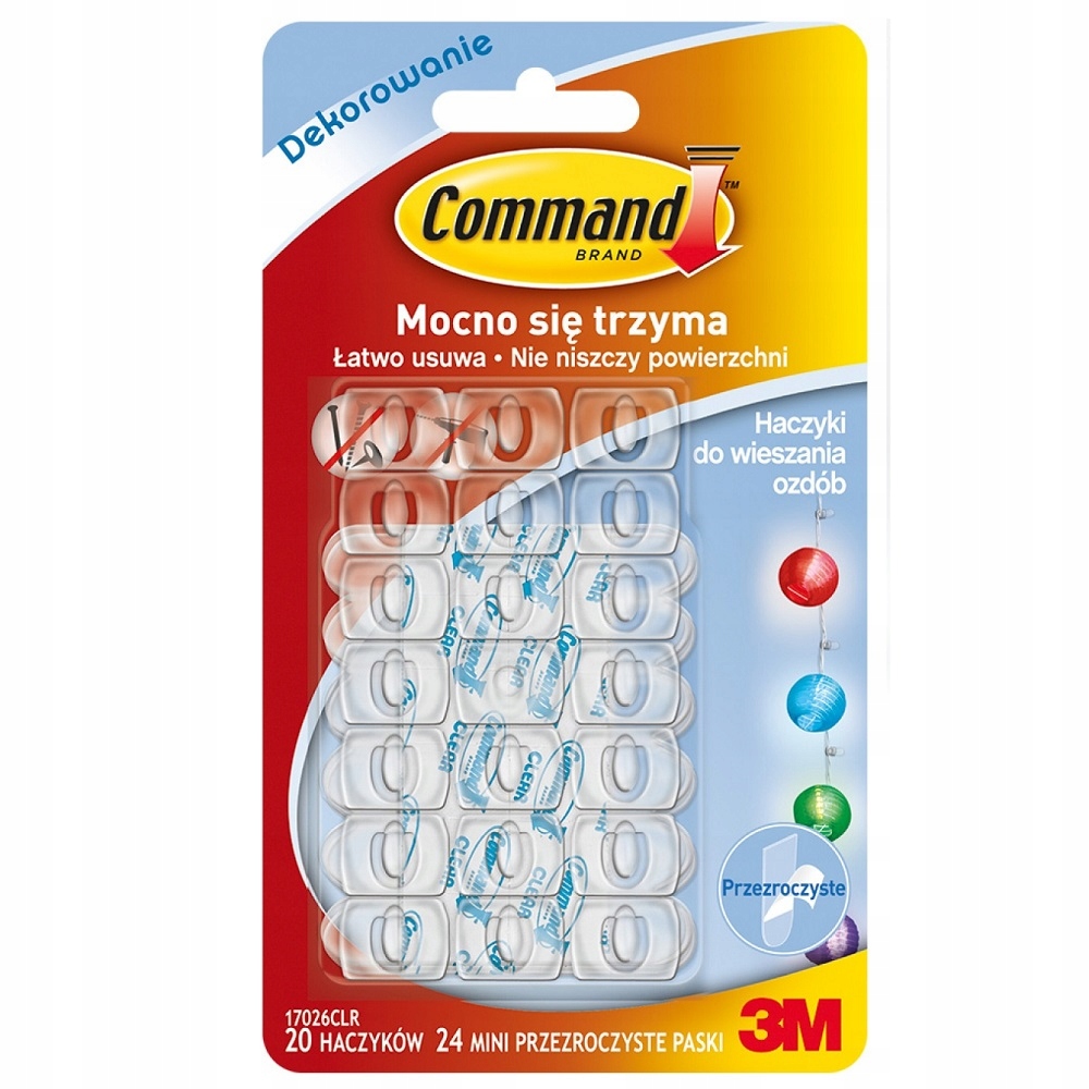 

Haczyki samoprzylepne 3M Command wieszaki do ozdób