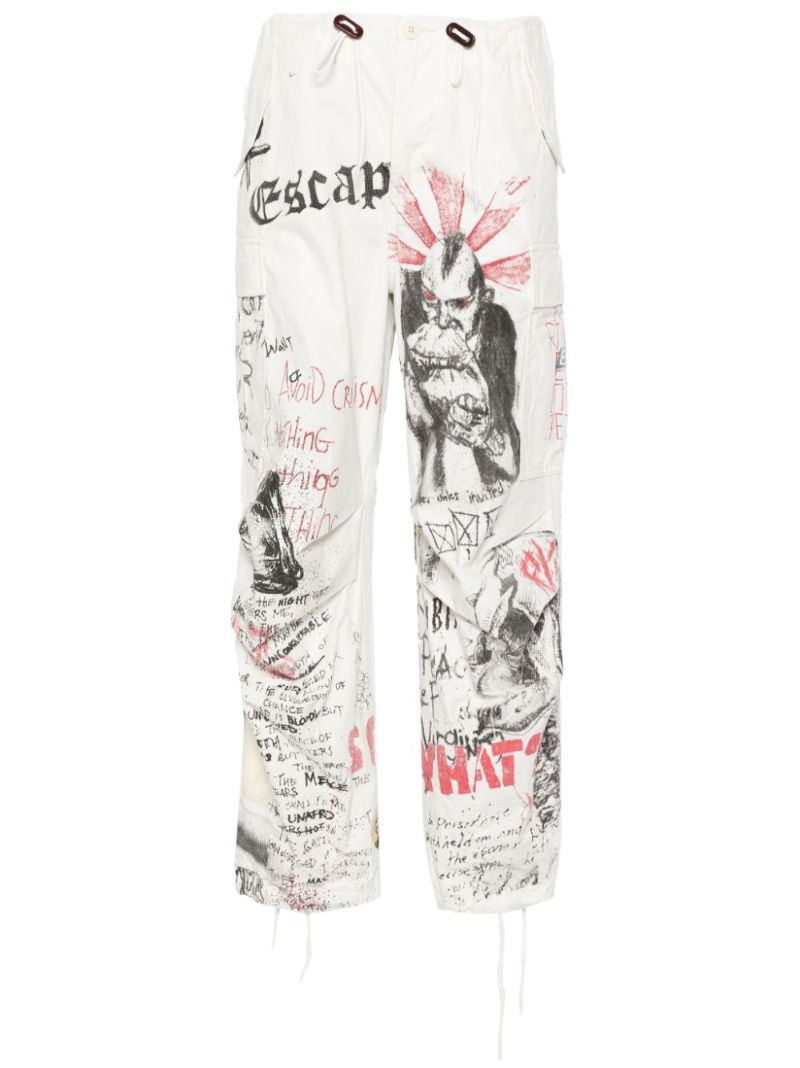 R13 Unisexové cargo kalhoty s potiskem White Balloon Army Trousers vel S