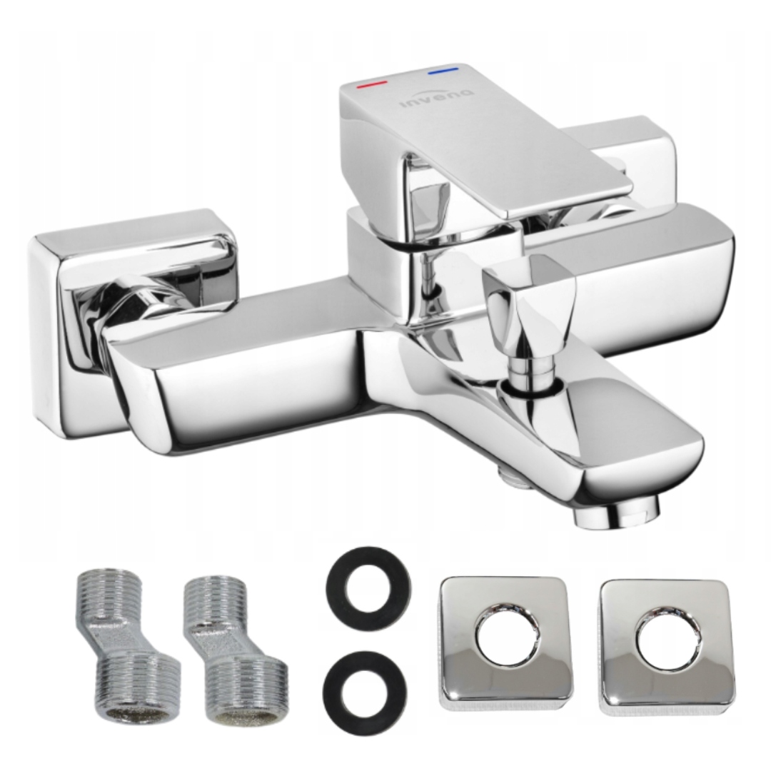 Vanová Baterie Do Vany Nástěnná, Páková, Čtvercová, Chrom