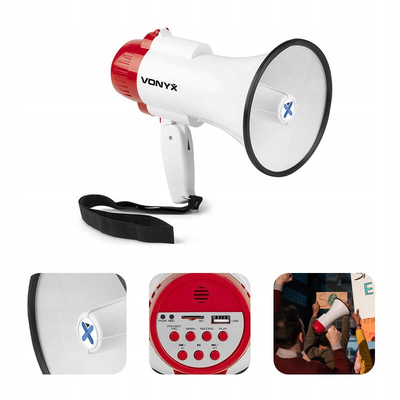 Megafon z mikrofonem 25W megafon do wydarzeń stadionowy bateria