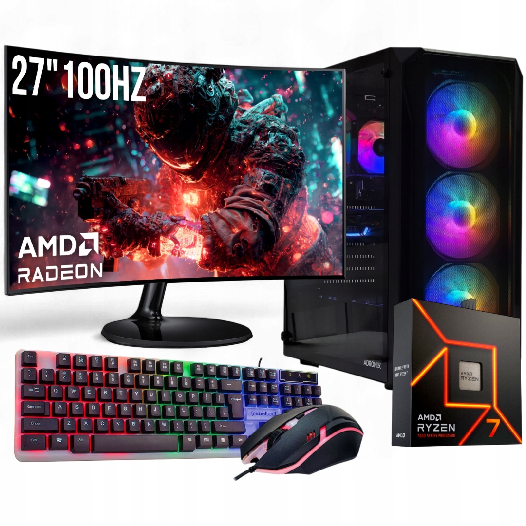 Herní Set Excalibur R7 9800X3D/16GB/RX9060XT/1TB SSD/W11/27" 100Hz