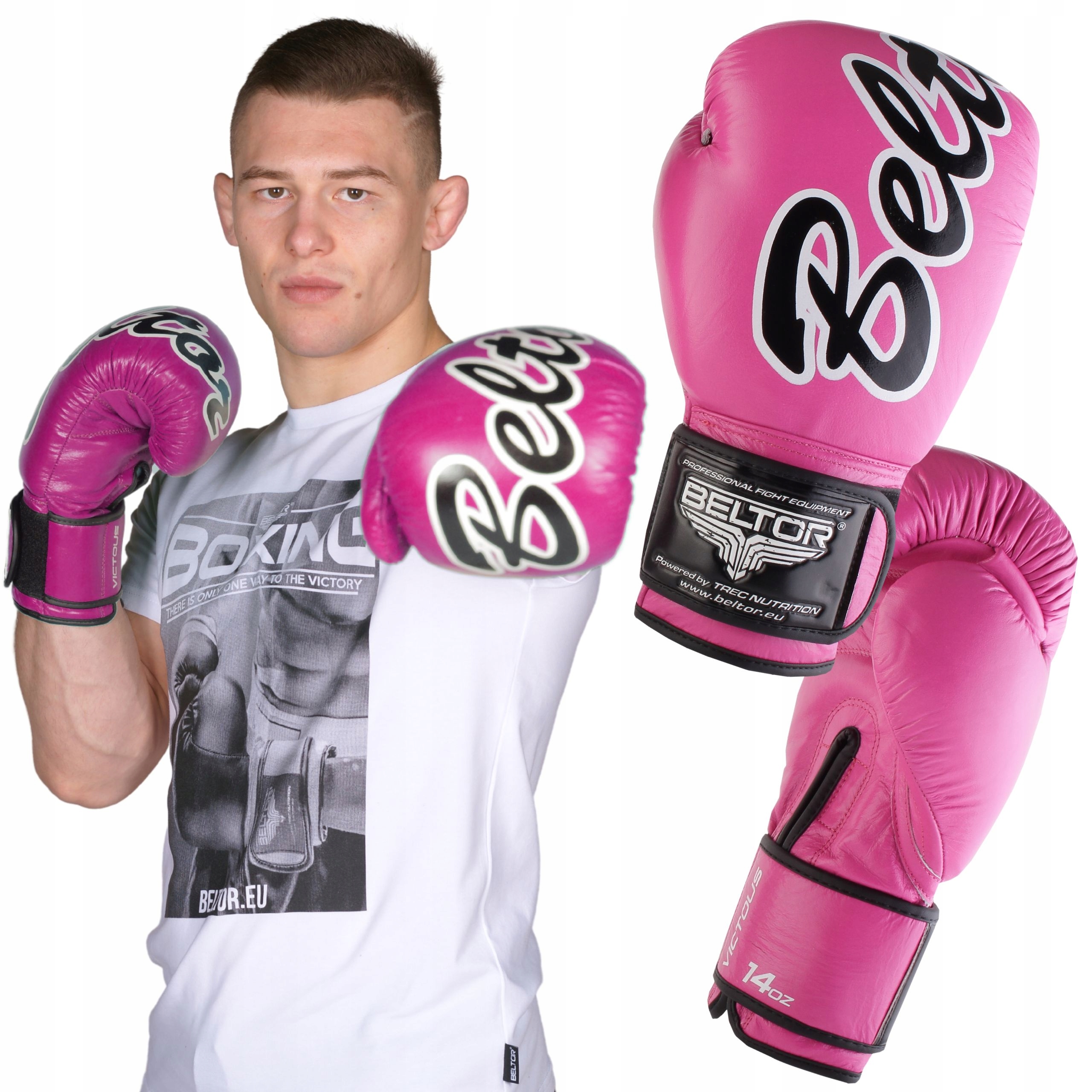 BELTOR VICTOUS RĘKAWICE BOKSERSKIE TRENINGOWE RÓŻOWE 16OZ