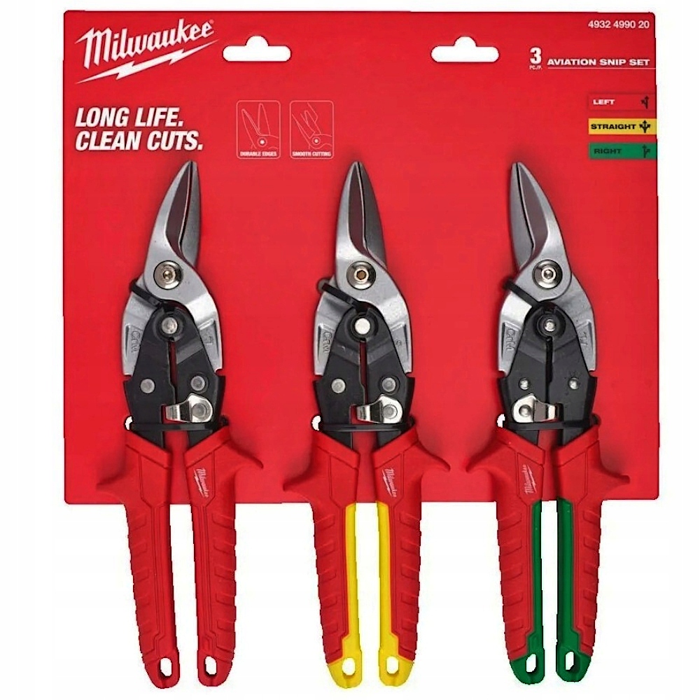 Nożyce do cięcia blachy metalu zestaw 3 szt. Milwaukee 4932499020