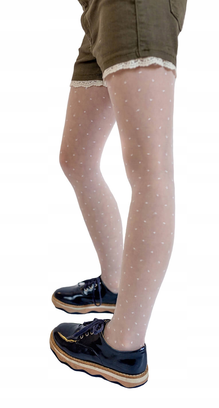 Rajstopy dziecięce Kropki Białe Aurellie 122-128