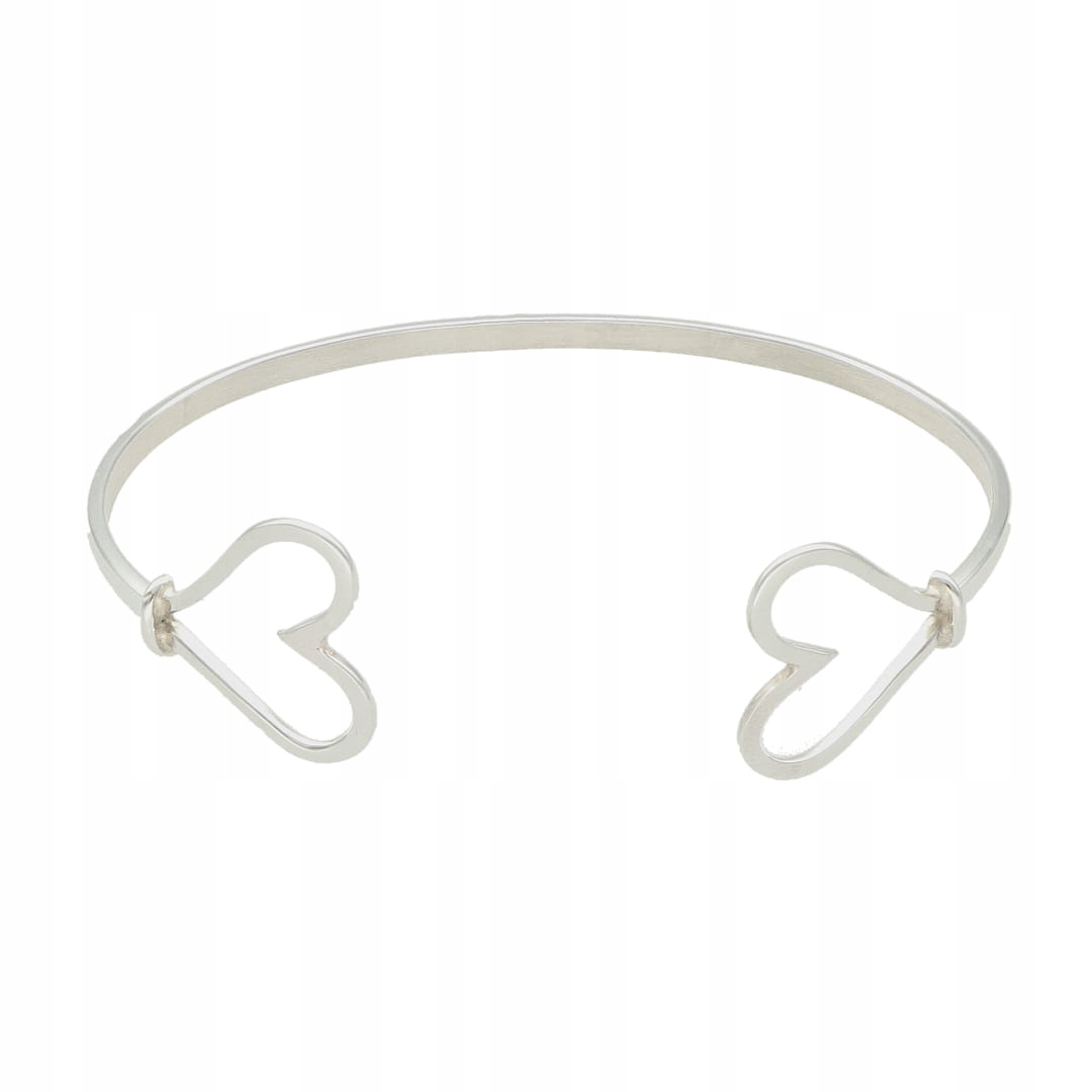 Nasazovací náramek bangle stříbro otevřený srdce
