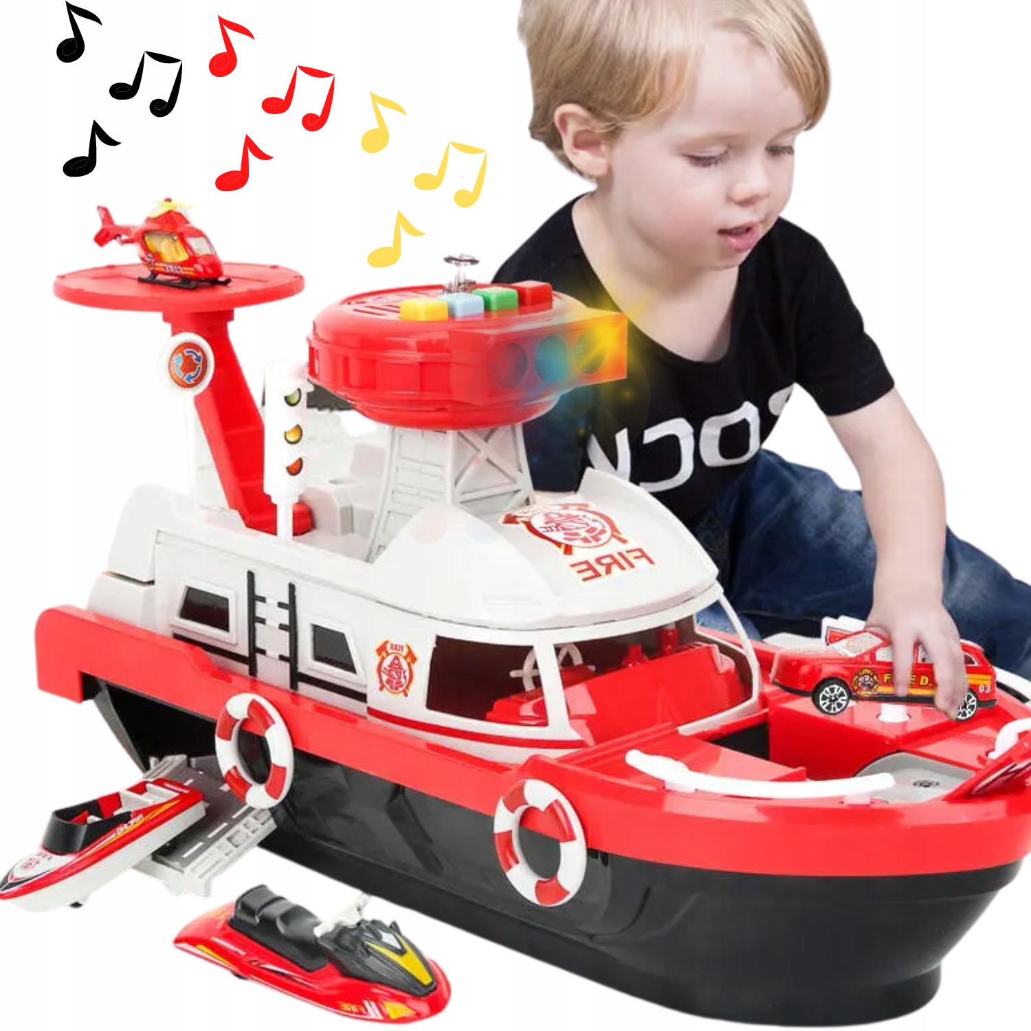 

Statek Straż Pożarna Na Baterie Świeci Muzyka Duża