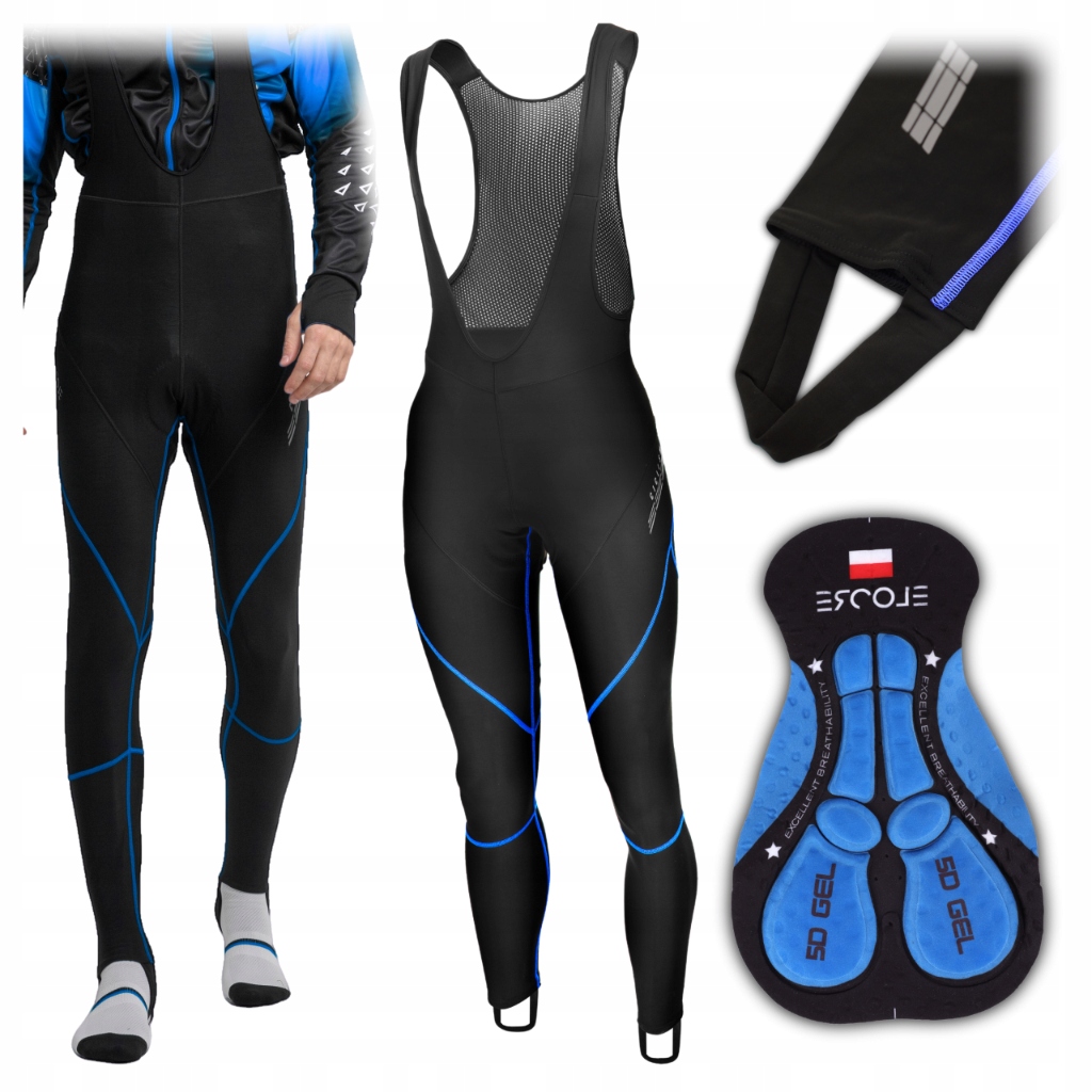 Zimní cyklistické kalhoty M s vložkou pro muže a ramenními popruhy