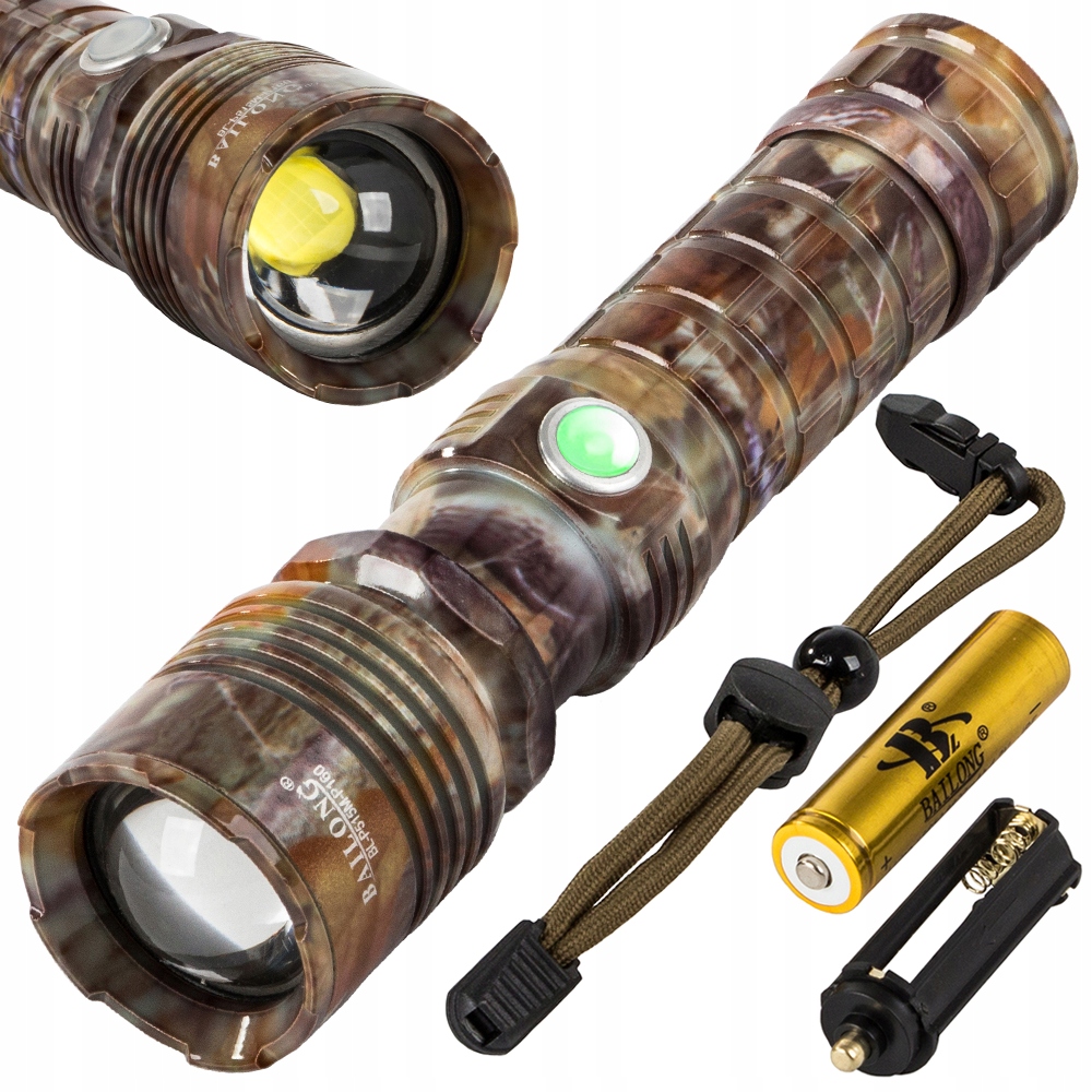 LATARKA TAKTYCZNA BAILONG ZOOM CREE LED XHP160 USB WOJSKOWA MOCNA AKUMULATO