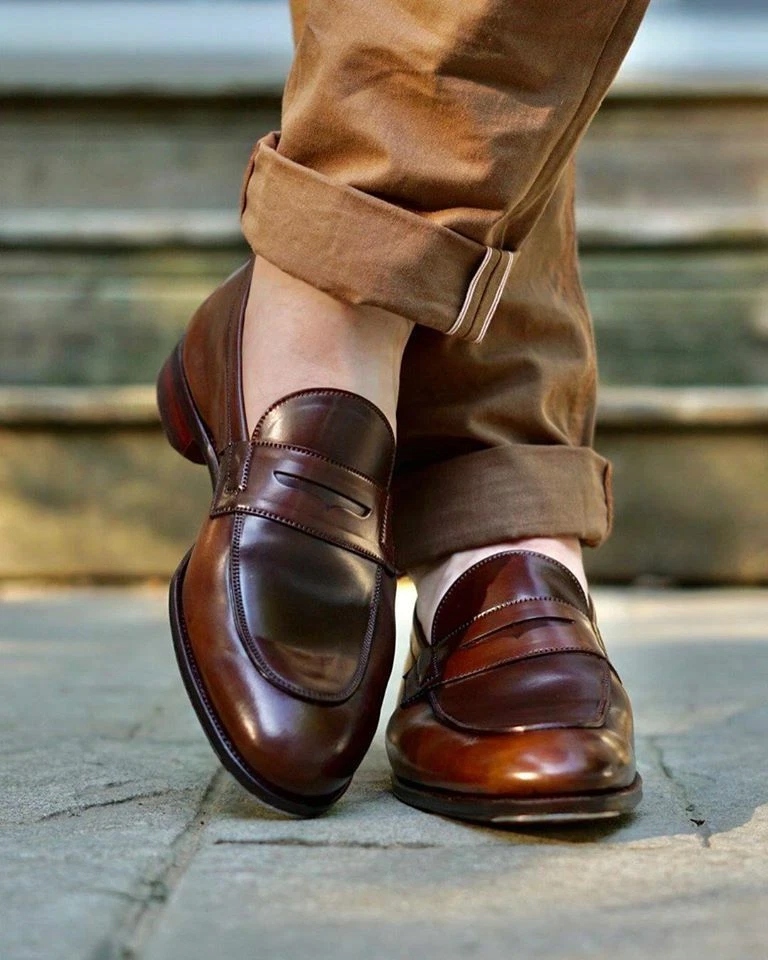Pánské Mokasíny Loafers Kožené Hnědé Elegantní Velikost 41