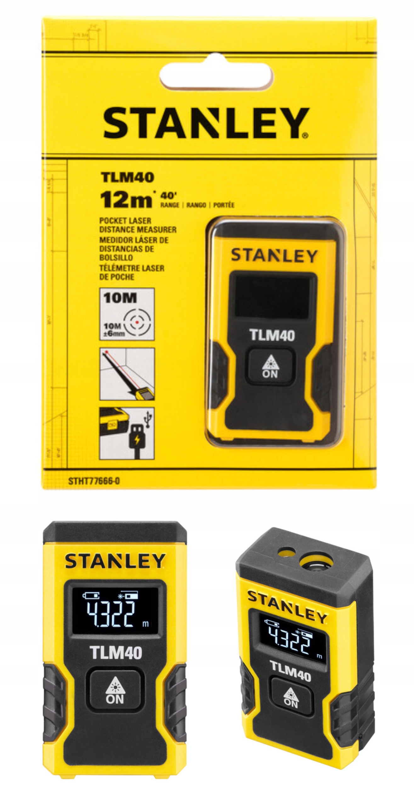 Kapesní Dálkoměr TLM40 12 m Stanley STHT77666-0