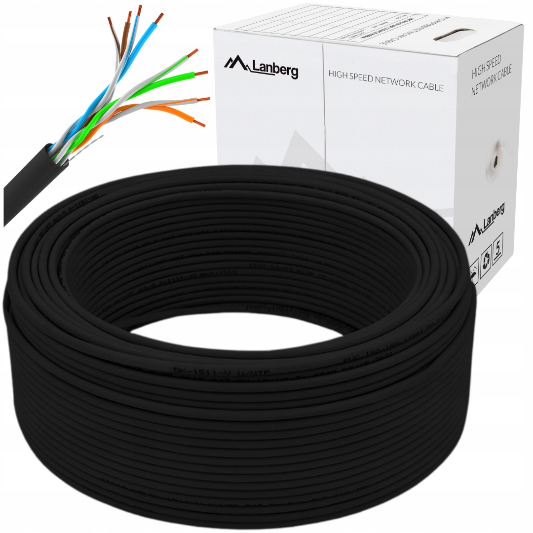 Kabel Sieciowy Skrętka Przewód Lan Miedź RJ45 Utp KAT.5E CAT.5E 100M Lanber