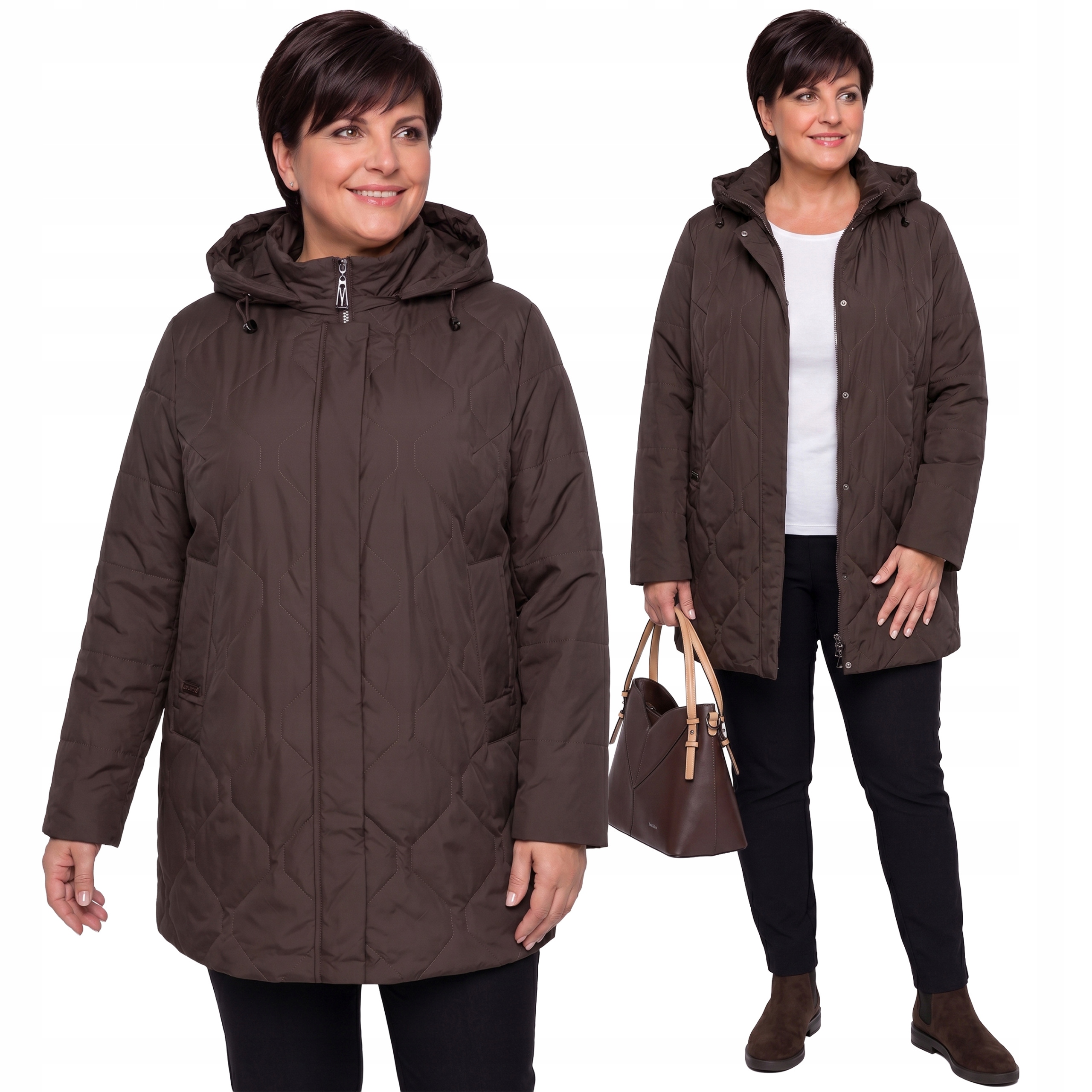 Hnědá bunda se stahovacími šňůrkami plus size velikost 54