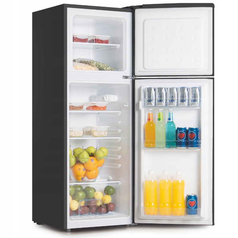 LODÓWKA CHŁODZIARKO-ZAMRAŻARKA 132L LED 125cm Z GÓRNĄ ZAMRAŻARKĄ CZARNA Kod producenta SFTF-111-BE3