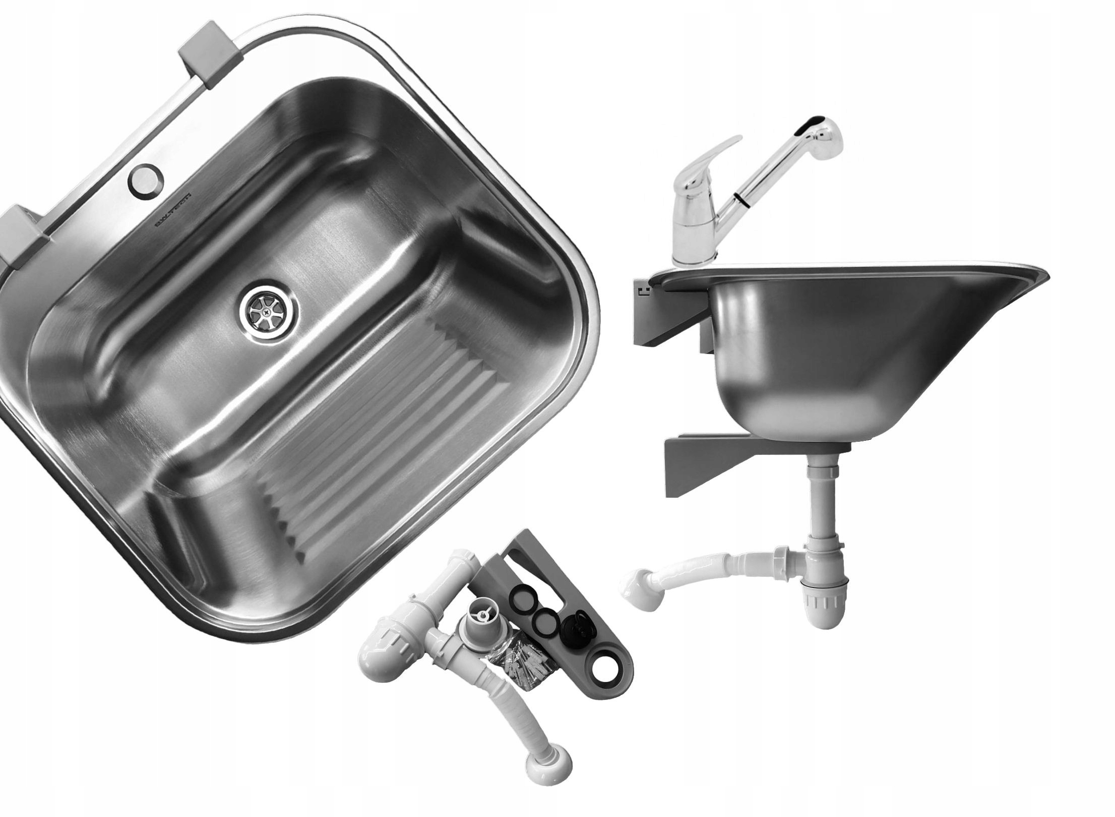 Set Hospodářská Komora 55 CM Výsuvná Baterie S Poličkou Ocel Matný Přepad