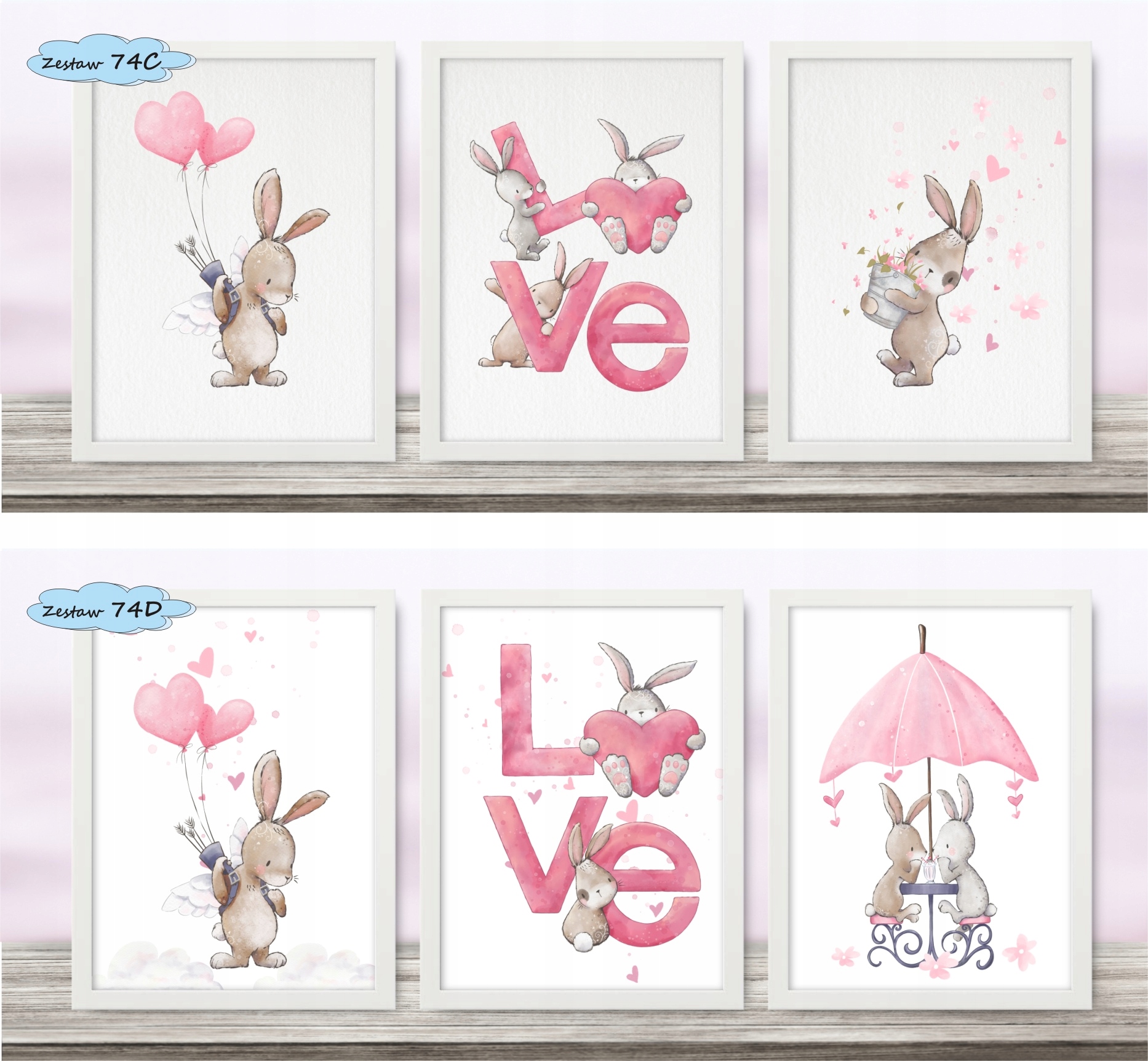 Króliczki Zestaw 3 obrazki 33x43 ramki ikea #74 Bohater / Bajka Inny