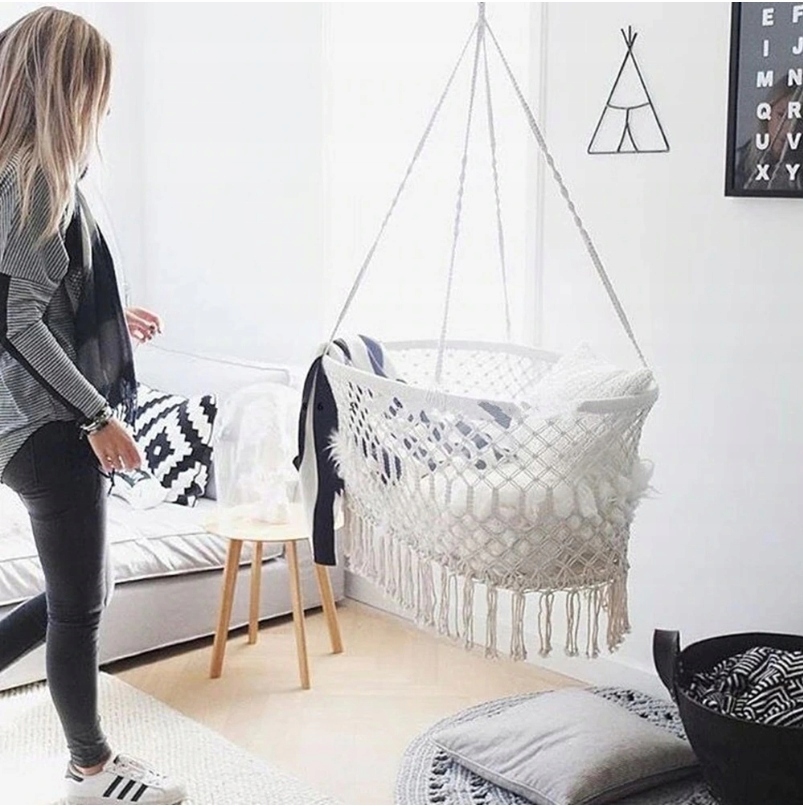 KOŁYSKA WISZĄCA ŁÓŻECZKO BOHO Z PODUSZKĄ MATERACEM KOSZ MAKRAMA GONDOLA Marka inna