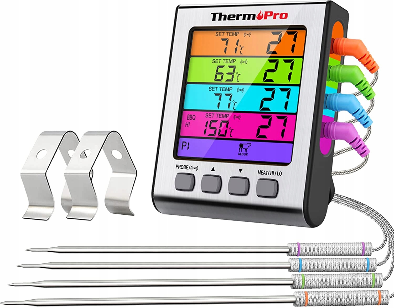 

Termometr Mięso Ryby Grill 4 Sondy LCD Bbq Alarm