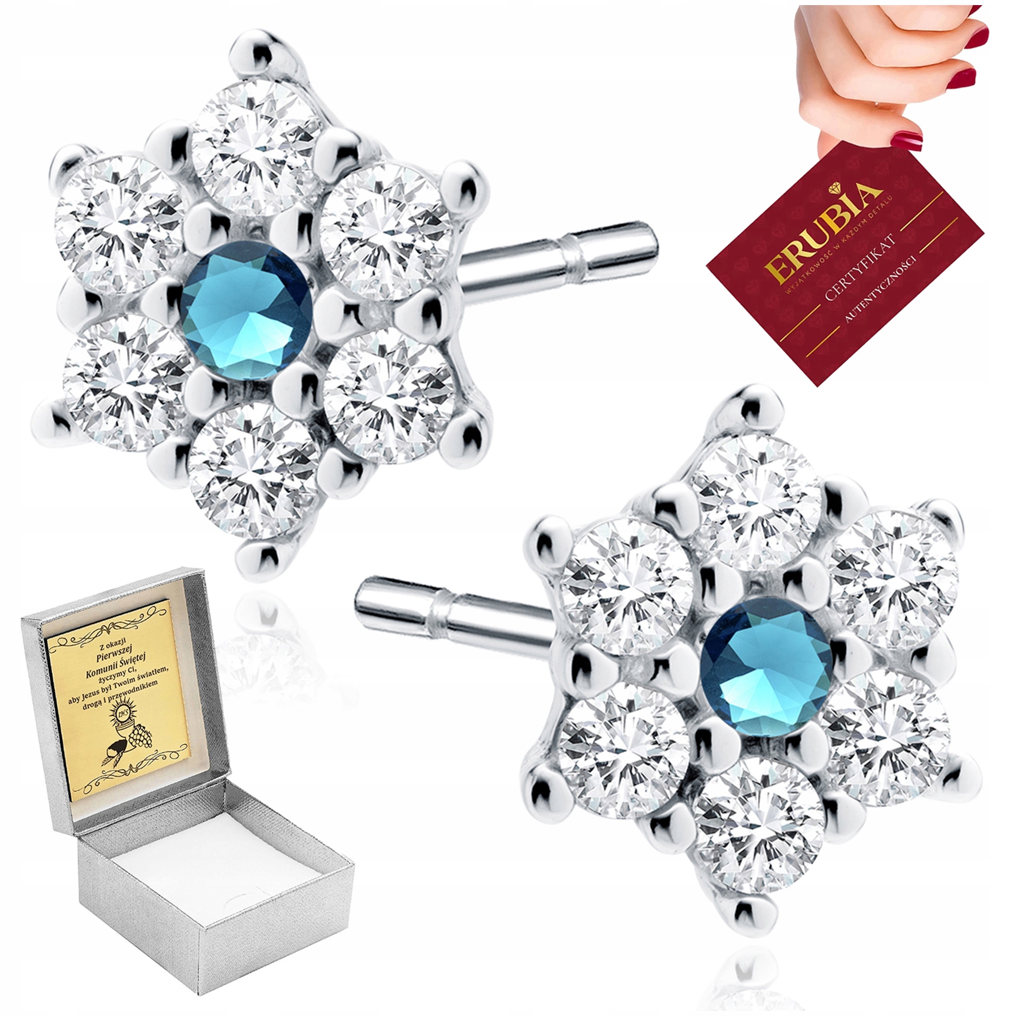 Stříbrné Náušnice Květiny Ryzost 925 Se Zirkony Pro Dívku Gravírování