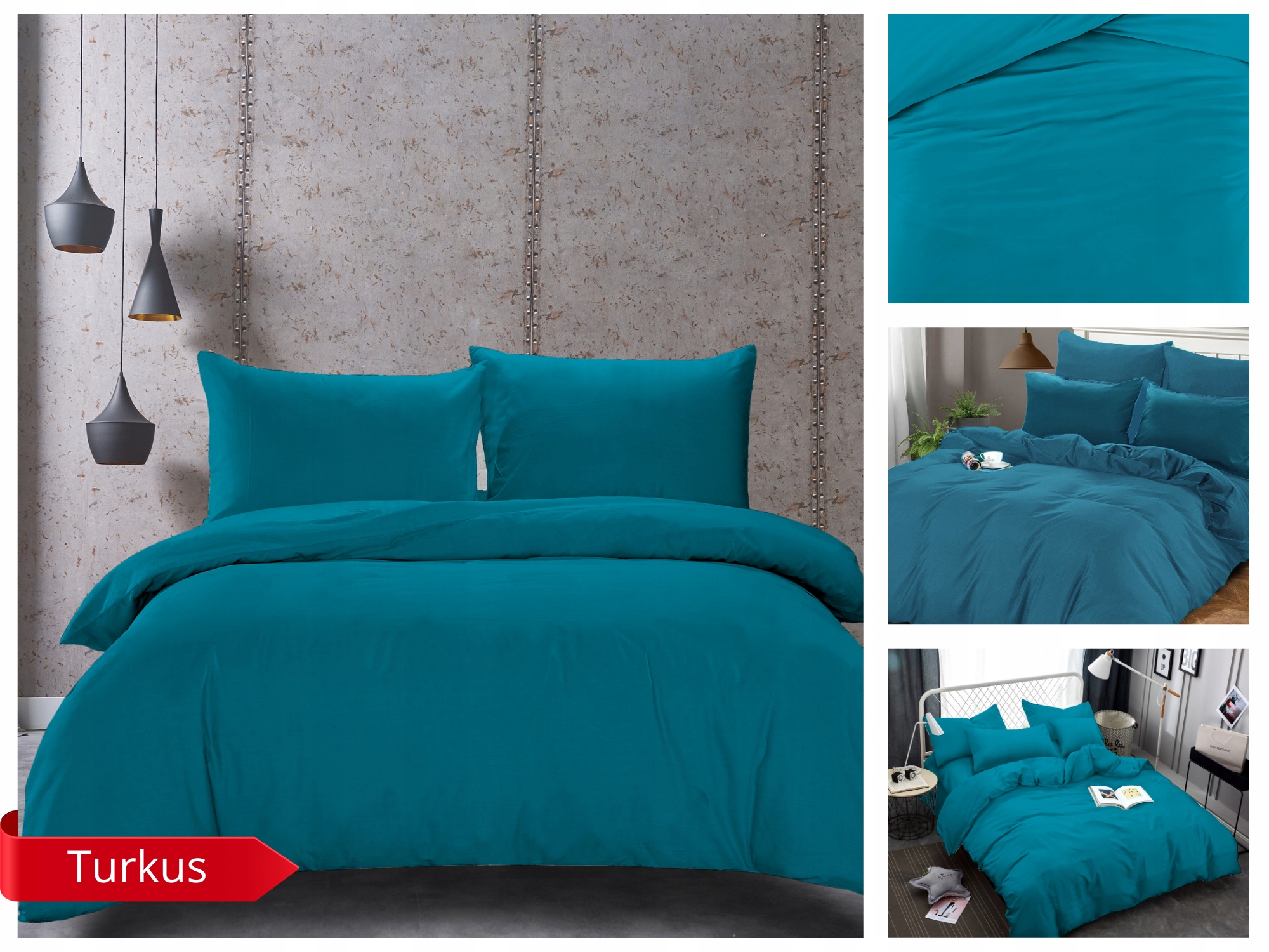 KOMPLET POŚCIELI POŚCIEL DWUSTRONNA GŁADKA 160x200 + 2x POSZEWKA 70x80 Wzór dominujący Gładki