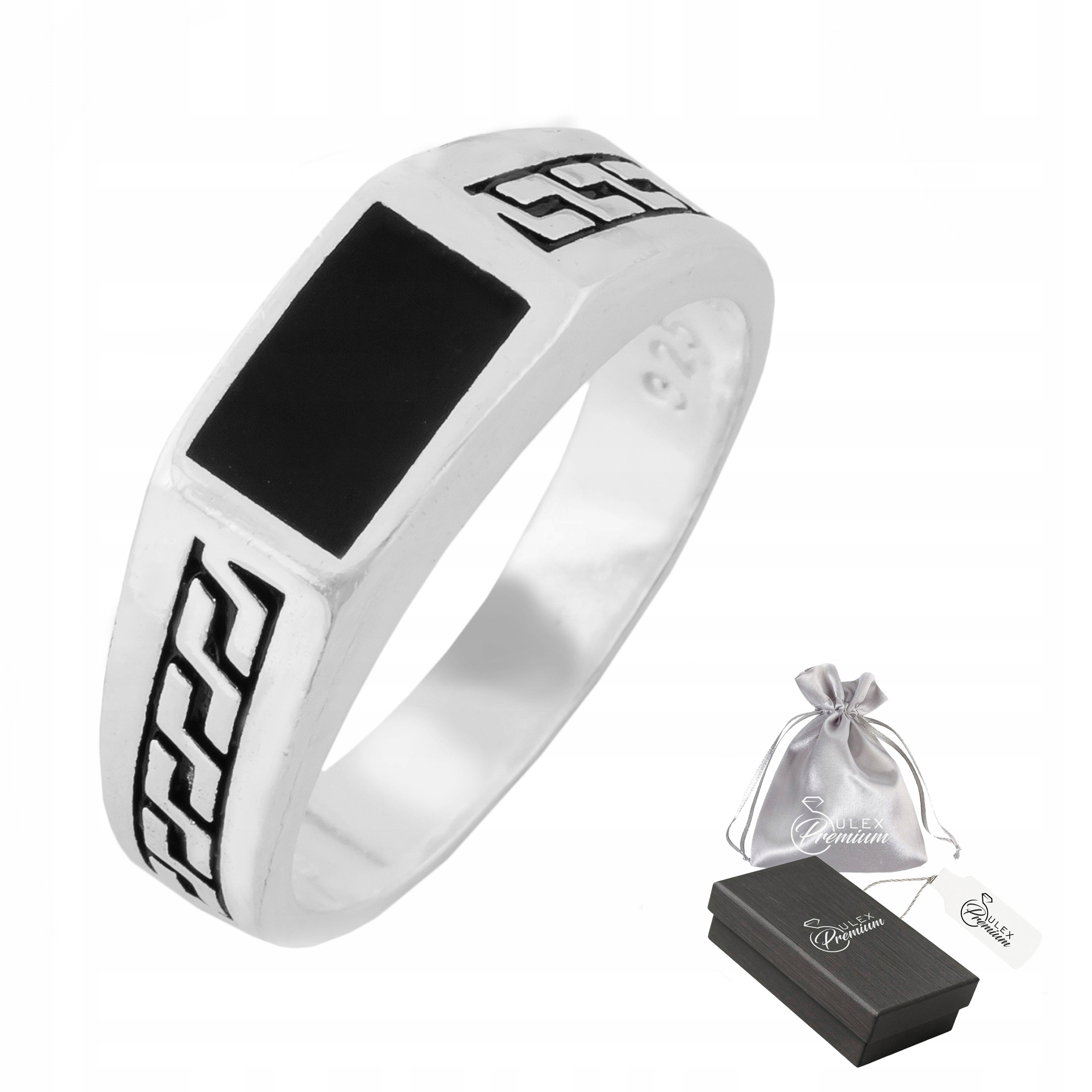 Stříbrný signet ryzost 925 Elegantní pánský prsten Černý smalt vel. 17