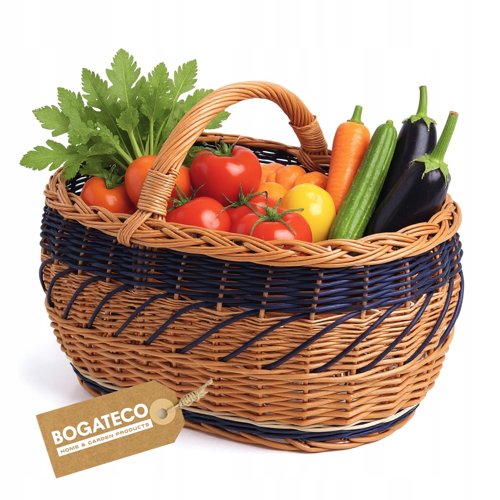 Proutěný Koš Na Nákupy Piknik Houby Velký Propletený, Tmavě Modrý