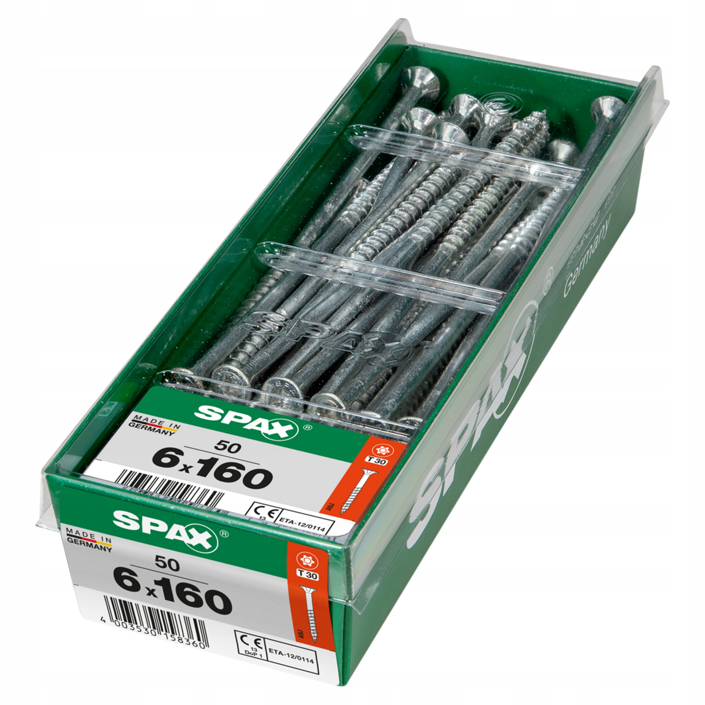 Tesařské vruty Spax 6x160 T30, 50 kusů deska