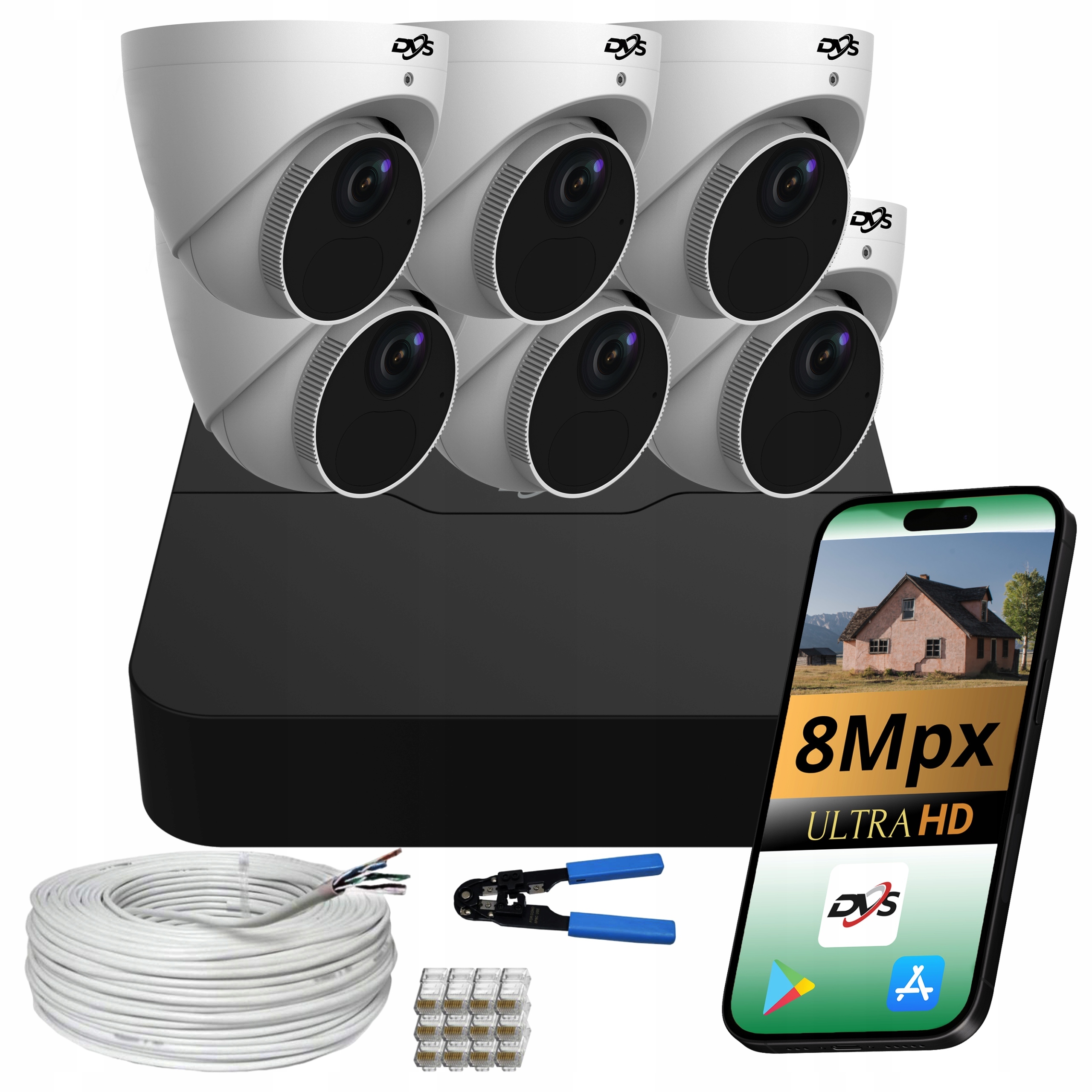 Sada 6 Venkovních Ip Monitorovacích Kamer Pro Kopulovité Poe 4K U-hd 8Mpx