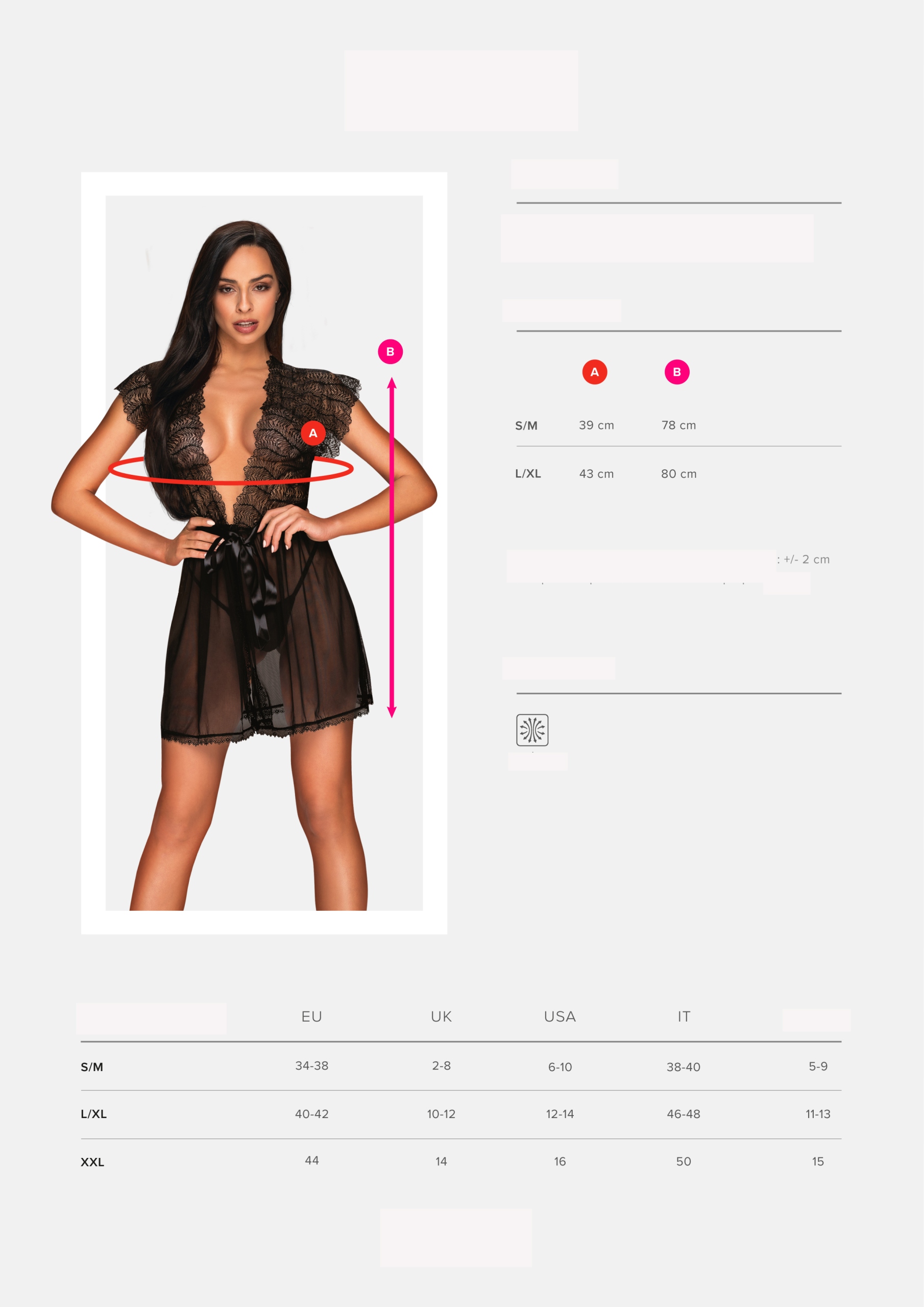 OBSESSIVE Romanesa Prześwitujący Szlafrok L/XL Wzór dominujący bez wzoru