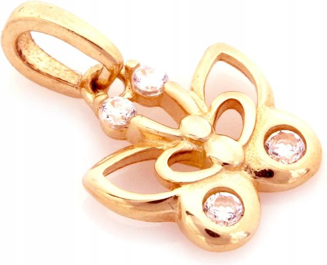 Zlatý přívěsek 585, originální motýlek se zirkonem, přívěsek na řetízek