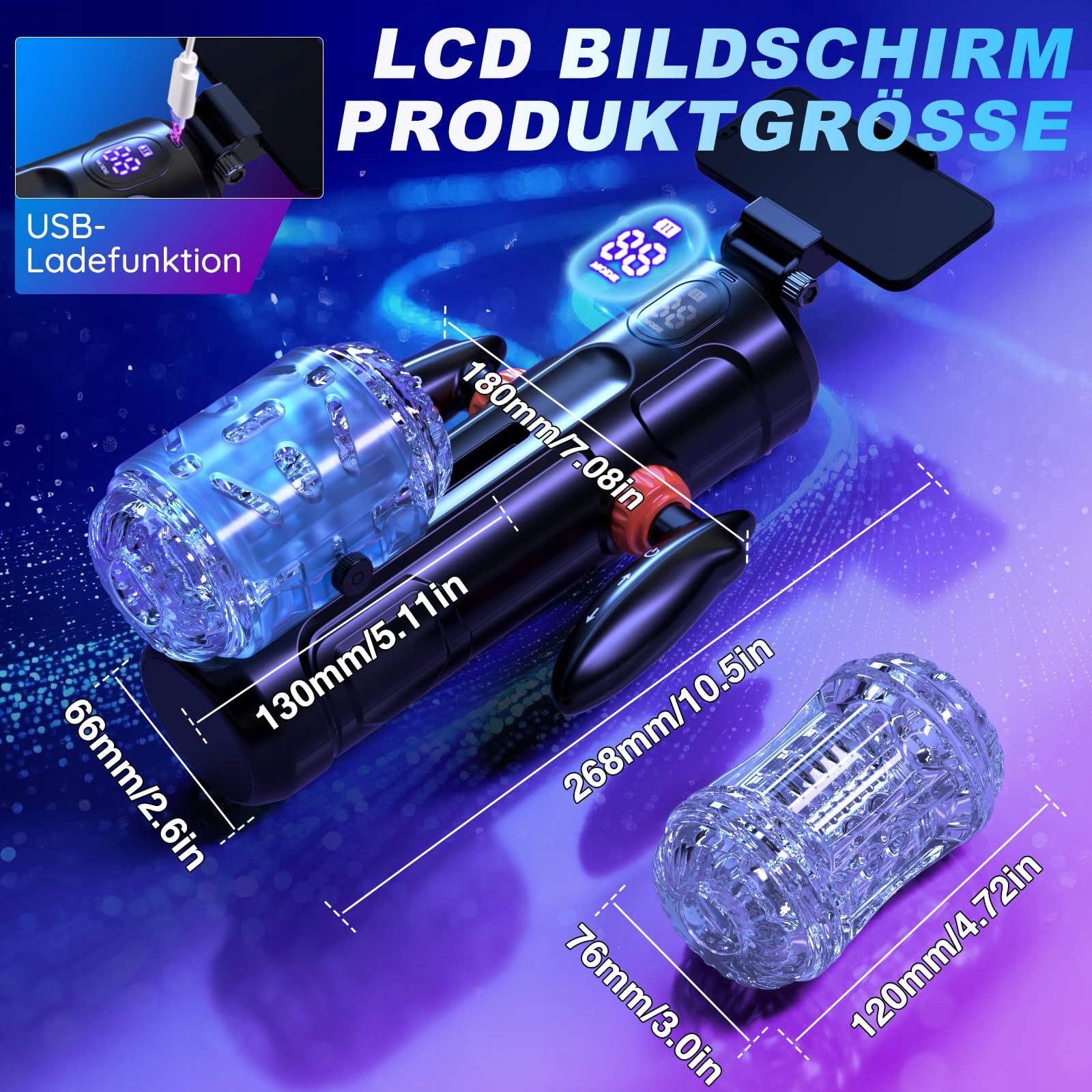 AUTOMATISCHER MASTURBATOR DLA MĘŻCZYZN Z FUNKCJĄ TELESKOPOWĄ 10 CM — miniatura 4
