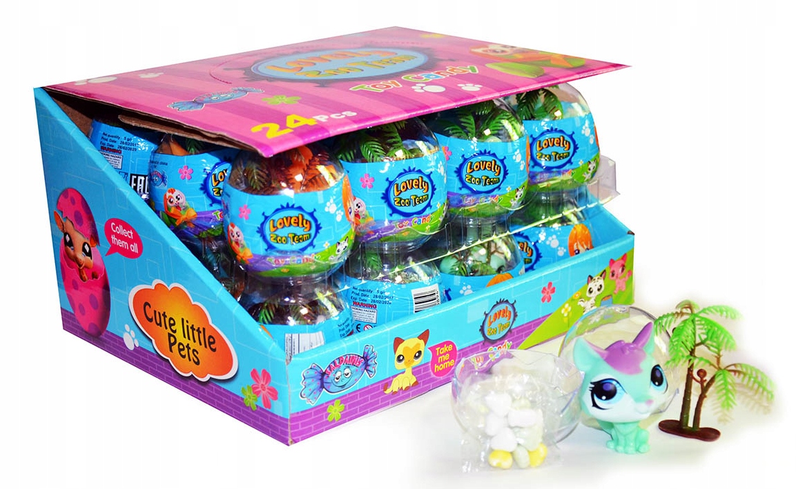 Levně Vajíčko s hračkou zoo zvířátka 24 kusů sladkosti 10 g