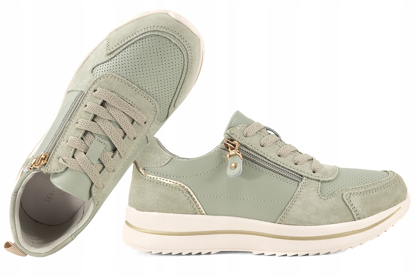 Sergio Leone SP-116 Dámské Kožené Polobotky Tenisky Pu zelené 37