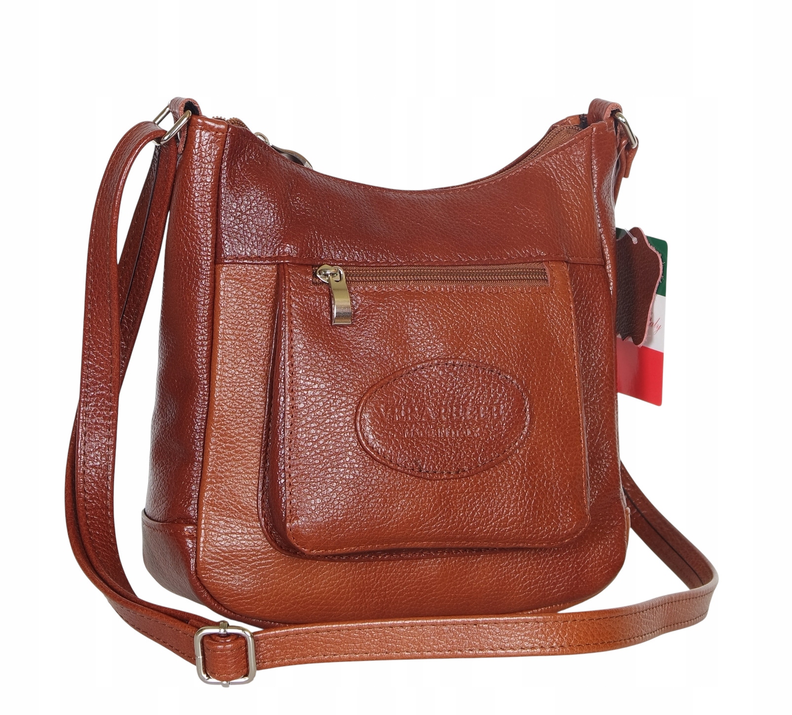 Vera Pelle zgrabna torebka listonoszka skóra naturalna Długi Pasek S46