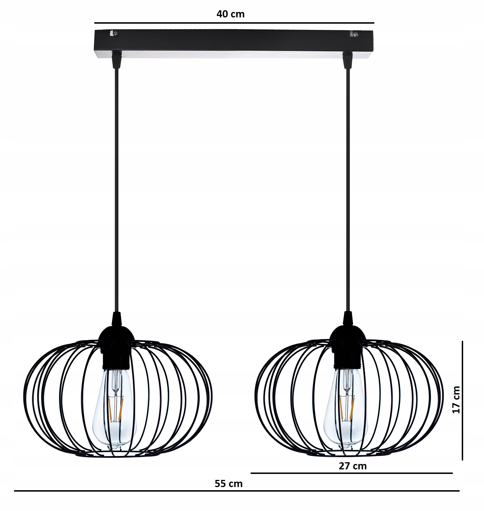 LAMPA WISZĄCA SUFITOWA ŻYRANDOL ELIPSA LOFT DRUT Zasilanie sieciowe