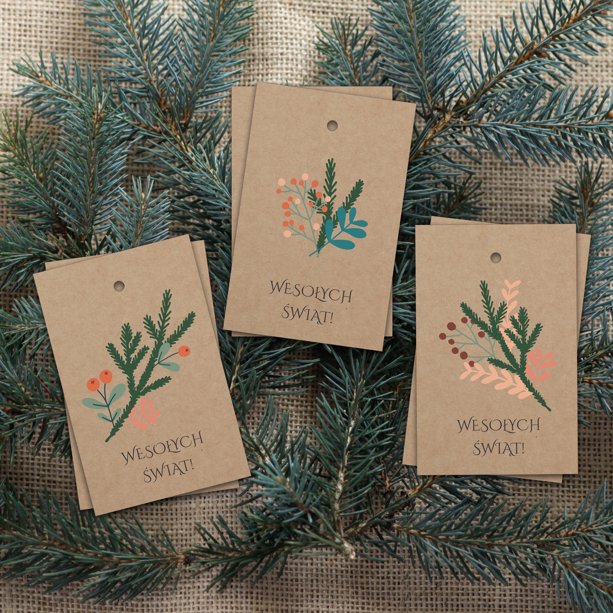 24 szt etykiety bileciki świąteczne kraft 4,5x5cm Kod producenta 12345